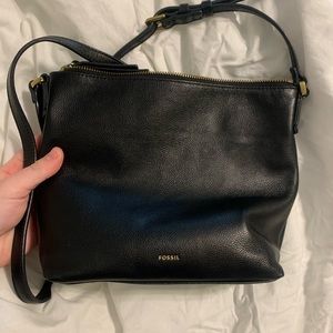 Black fossil crossbody purse with matching wallet